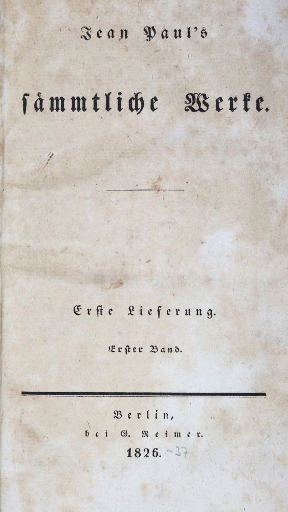 Große Abbildung Nr.1: 134-1016 Jean Paul (d.i. J.P.F.Richter).: (Literatur und illustrierte Bücher bis 19.Jahrhundert)
