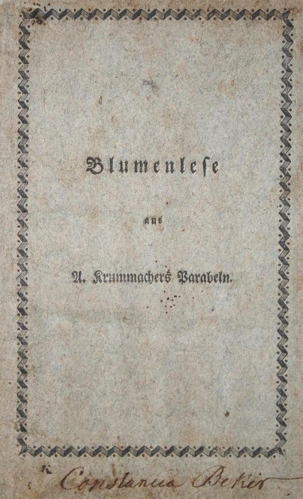 Große Abbildung Nr.1: 134-1029 Krummacher,(F.A.).: (Literatur und illustrierte Bücher bis 19.Jahrhundert)