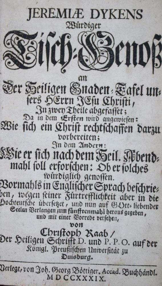 Große Abbildung Nr.1: 134-103 Dyken,J.: (Alte Drucke, Handschriften und Theologie)