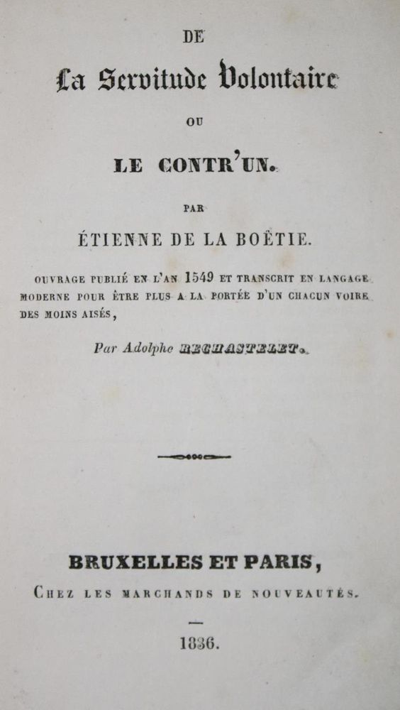Große Abbildung Nr.1: 134-1030 La Boetie,E.de.: (Literatur und illustrierte Bücher bis 19.Jahrhundert)