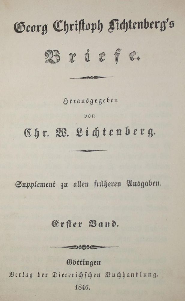 Große Abbildung Nr.1: 134-1040 Lichtenberg,G.C.: (Literatur und illustrierte Bücher bis 19.Jahrhundert)