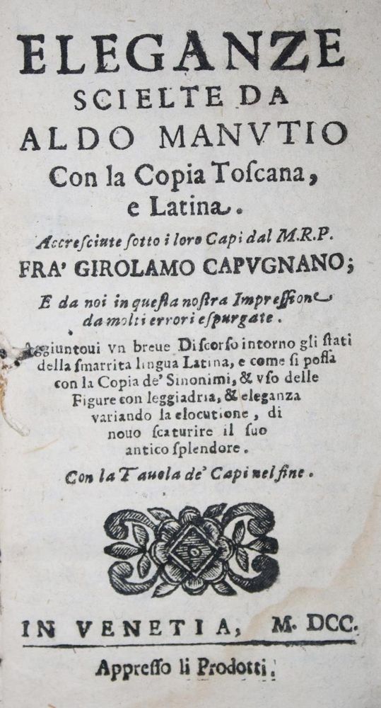 Große Abbildung Nr.1: 134-1046 Manutius,A.: (Literatur und illustrierte Bücher bis 19.Jahrhundert)
