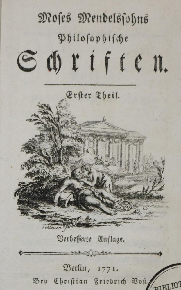 Große Abbildung Nr.1: 134-1064 Mendelssohn,M.: (Literatur und illustrierte Bücher bis 19.Jahrhundert)