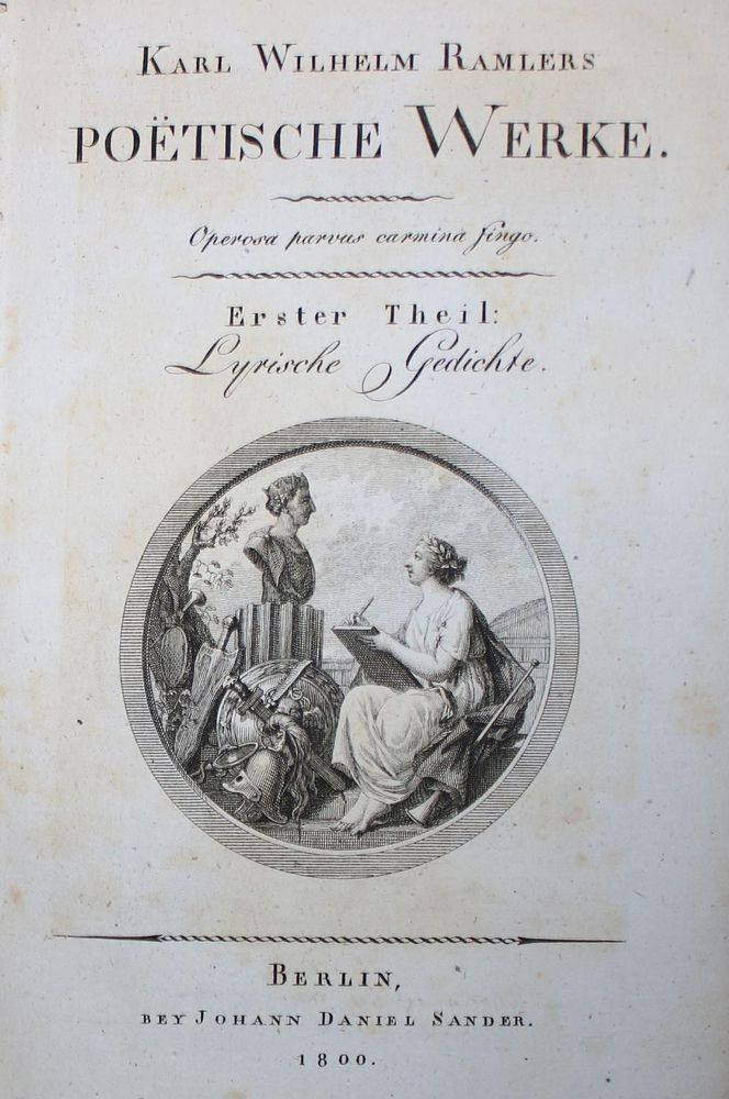 Große Abbildung Nr.1: 134-1085 Ramler,K.W.: (Literatur und illustrierte Bücher bis 19.Jahrhundert)
