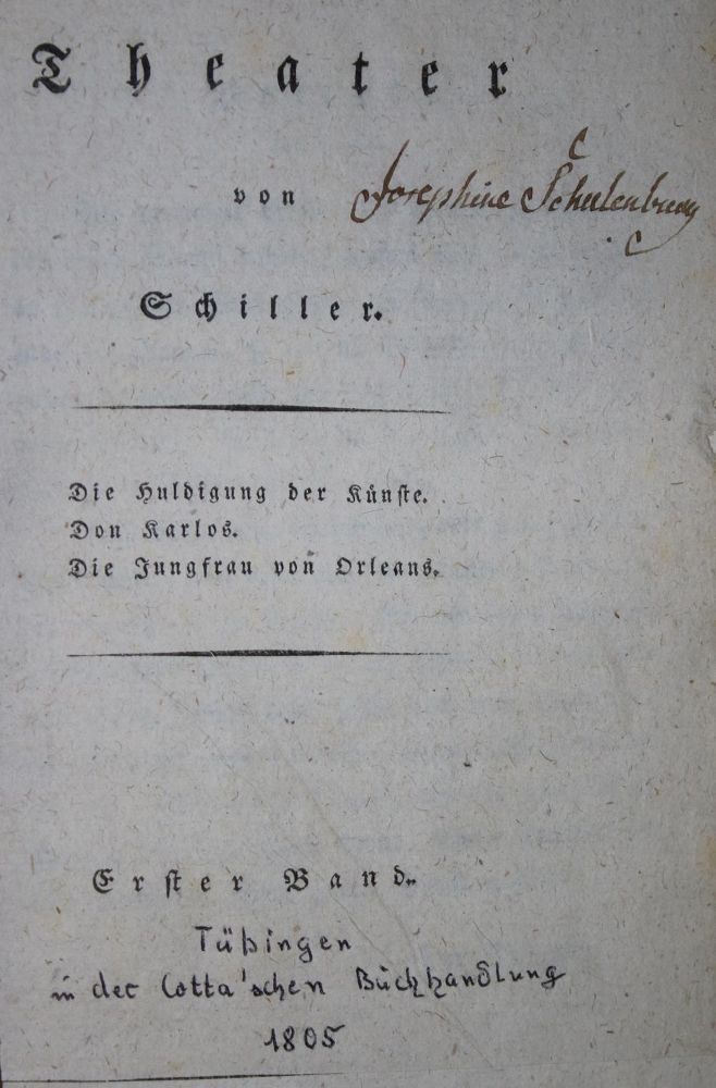 Große Abbildung Nr.1: 134-1108 Schiller,F.v.: (Literatur und illustrierte Bücher bis 19.Jahrhundert)