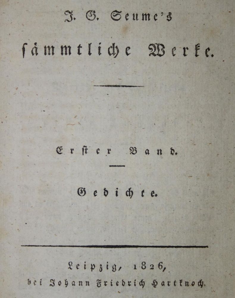 Große Abbildung Nr.1: 134-1115 Seume,J.G.: (Literatur und illustrierte Bücher bis 19.Jahrhundert)