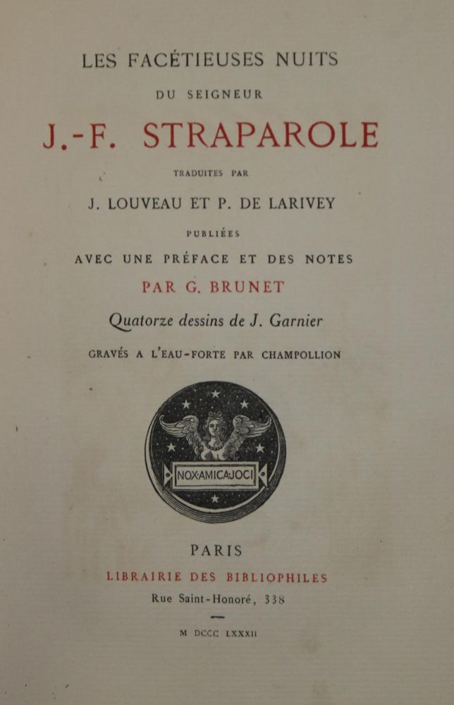Große Abbildung Nr.1: 134-1118 Straparola,G.F.: (Literatur und illustrierte Bücher bis 19.Jahrhundert)