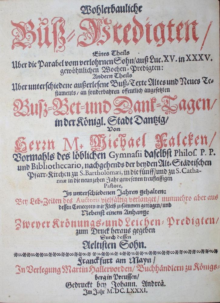 Große Abbildung Nr.1: 134-114 Falck,M.: (Alte Drucke, Handschriften und Theologie)