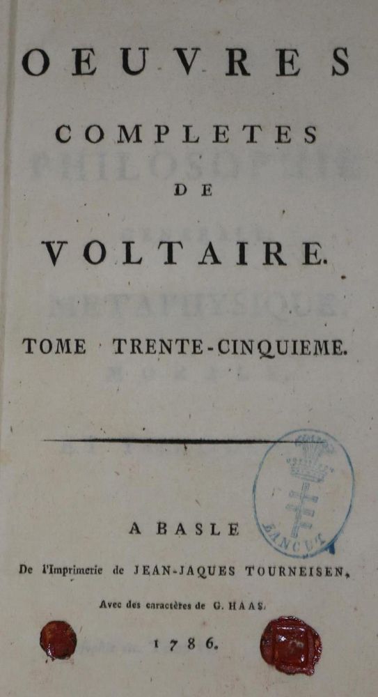 Große Abbildung Nr.1: 134-1140 Voltaire,(F.M.A.)de.: (Literatur und illustrierte Bücher bis 19.Jahrhundert)
