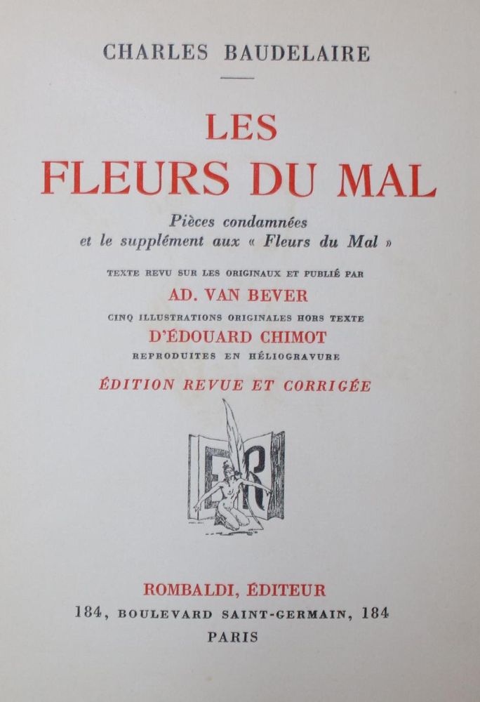 Große Abbildung Nr.1: 134-1161 Baudelaire,C.: (Literatur und illustrierte Bücher 20.Jahrhundert - Alte Literatur in modernen Ausgaben)