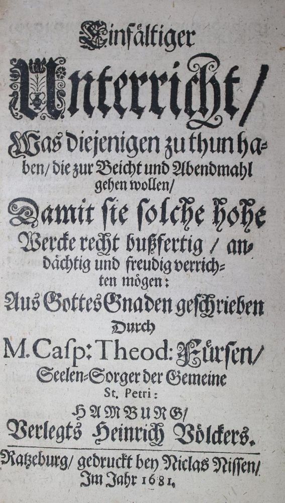 Große Abbildung Nr.1: 134-121 Fürsen,K.T.: (Alte Drucke, Handschriften und Theologie)