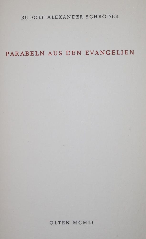 Große Abbildung Nr.1: 134-1337 Schröder,R.A.: (Literatur und illustrierte Bücher 20.Jahrhundert - Alte Literatur in modernen Ausgaben)