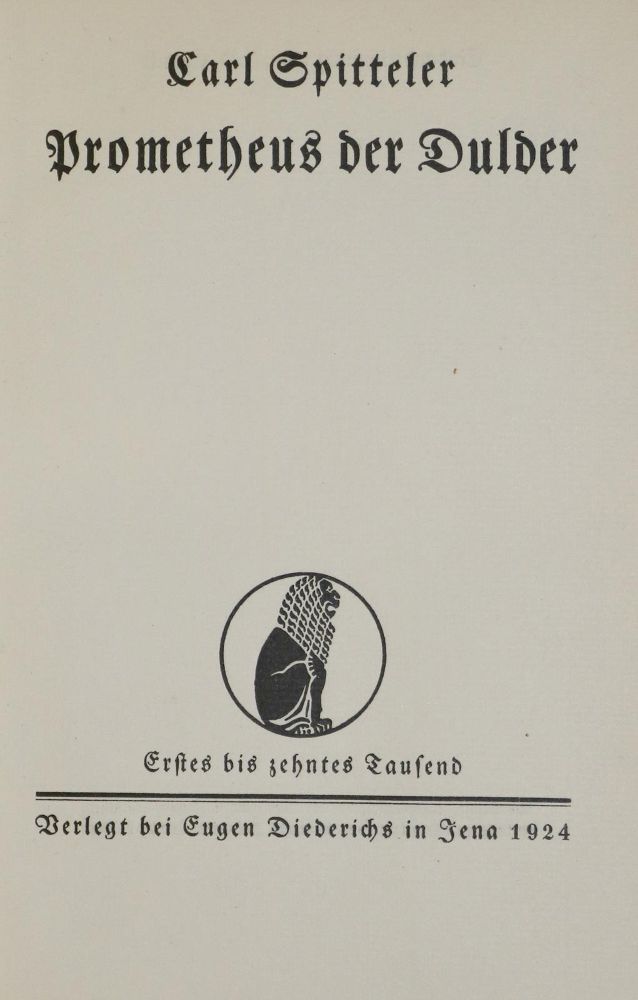 Große Abbildung Nr.1: 134-1342 Spitteler,C.: (Literatur und illustrierte Bücher 20.Jahrhundert - Alte Literatur in modernen Ausgaben)