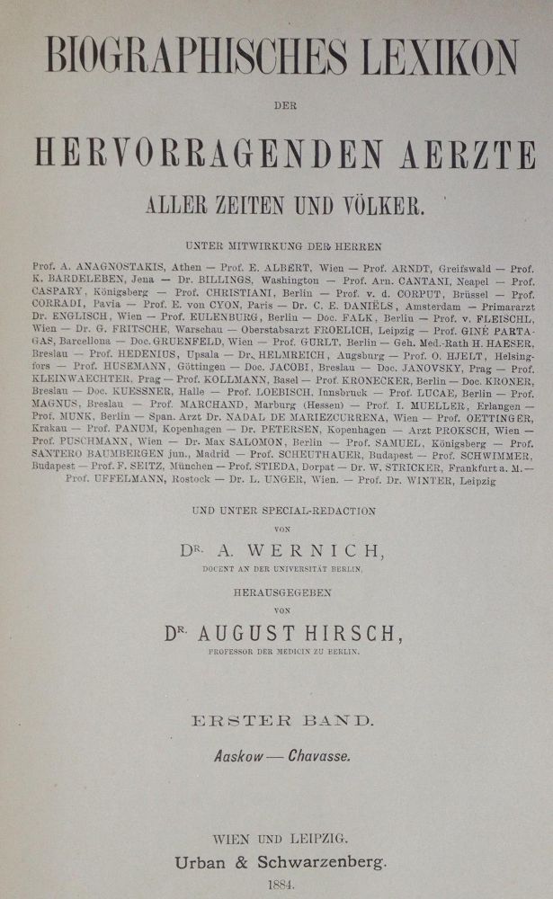Große Abbildung Nr.1: 134-1421 Hirsch,A. (Hrsg.).: (Medizin)