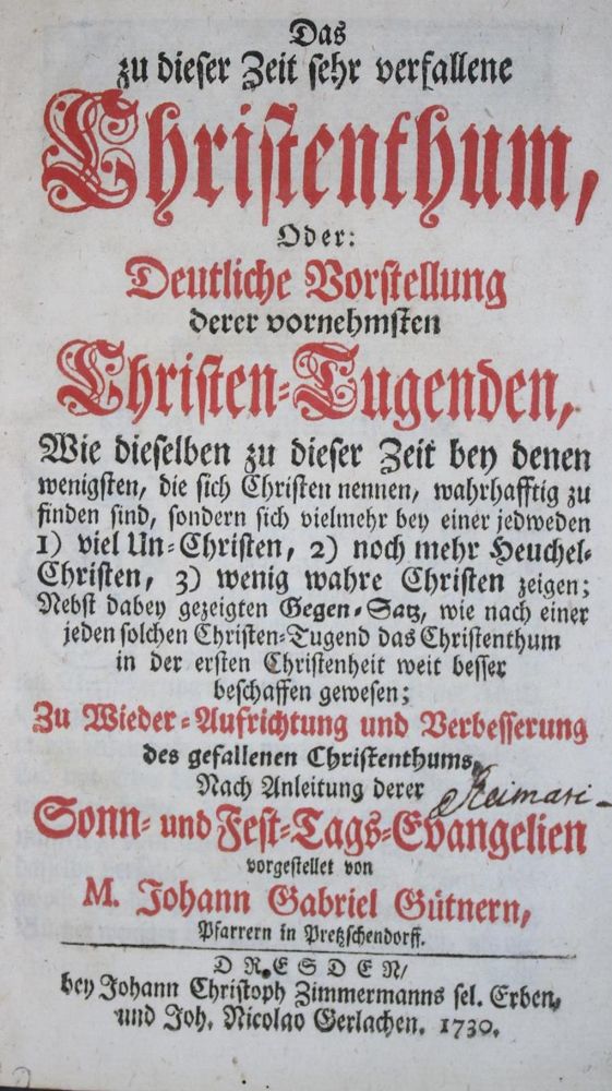 Große Abbildung Nr.1: 134-144 Gütner,J.G.: (Alte Drucke, Handschriften und Theologie)