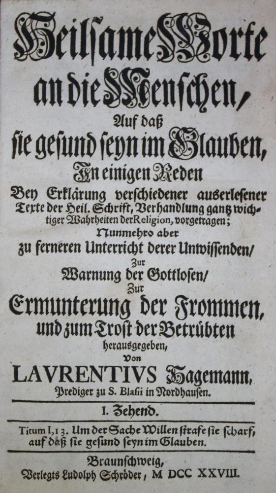 Große Abbildung Nr.1: 134-148 Hagemann,L.: (Alte Drucke, Handschriften und Theologie)