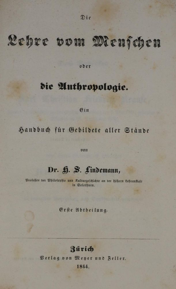 Große Abbildung Nr.1: 134-1496 Lindemann,H.S.: (Verschiedene Gebiete - Varia, Anthropologie)