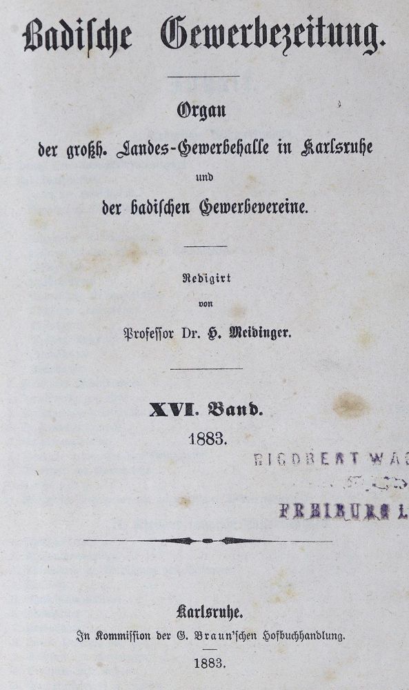 Große Abbildung Nr.1: 134-1509 Badische Gewerbezeitung.: (Verschiedene Gebiete - Varia)