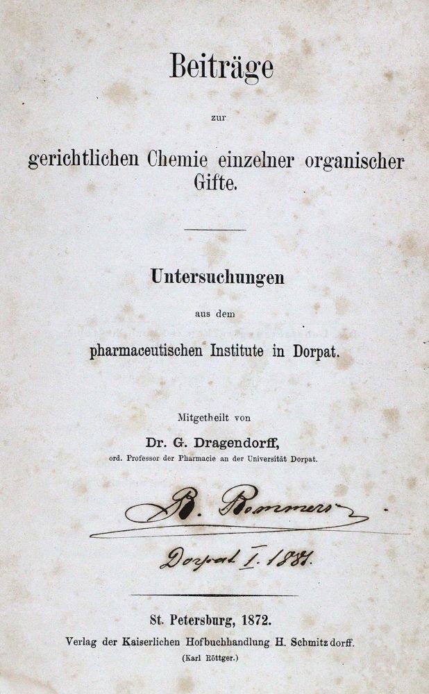 Große Abbildung Nr.1: 134-1519 Dragendorff,G.: (Verschiedene Gebiete - Varia, Chemie)
