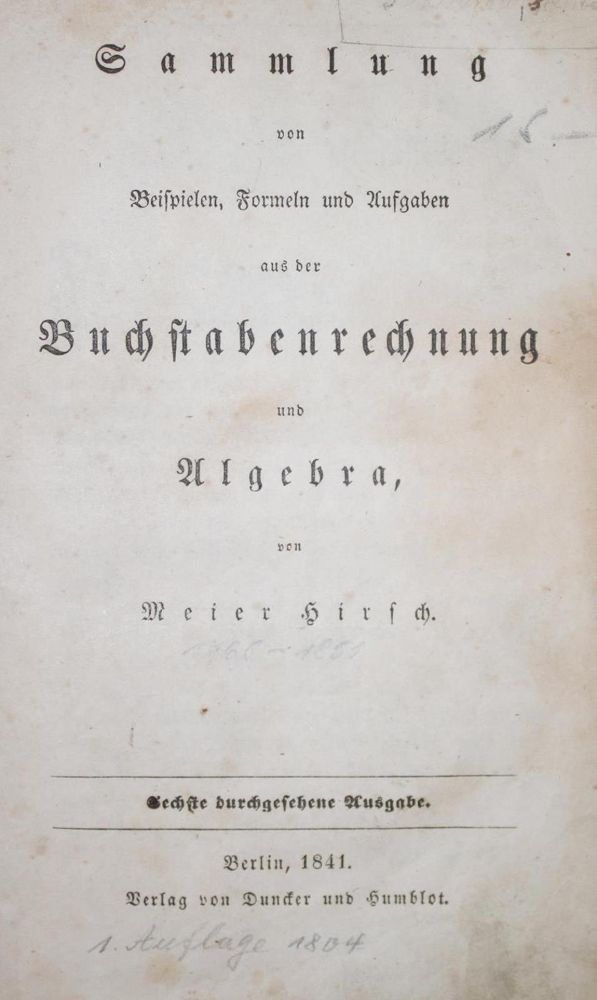 Große Abbildung Nr.1: 134-1554 Hirsch,M.: (Verschiedene Gebiete - Varia, Mathematik)