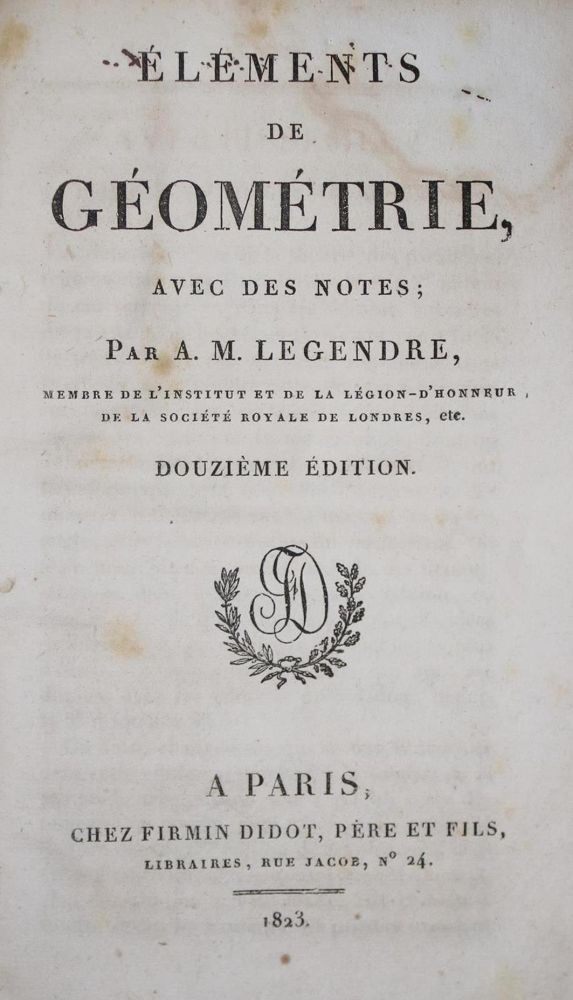 Große Abbildung Nr.1: 134-1559 Legendre,A.M.: (Verschiedene Gebiete - Varia, Mathematik)