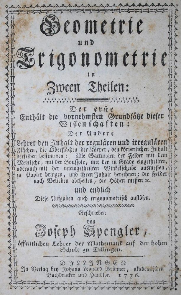 Große Abbildung Nr.1: 134-1561 Spengler,J.: (Verschiedene Gebiete - Varia, Mathematik)