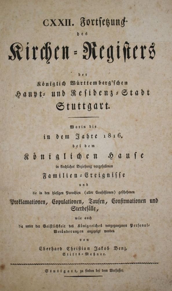 Große Abbildung Nr.1: 134-1685 Benz,E.C.J.: (Deutschland, Baden-Württemberg)