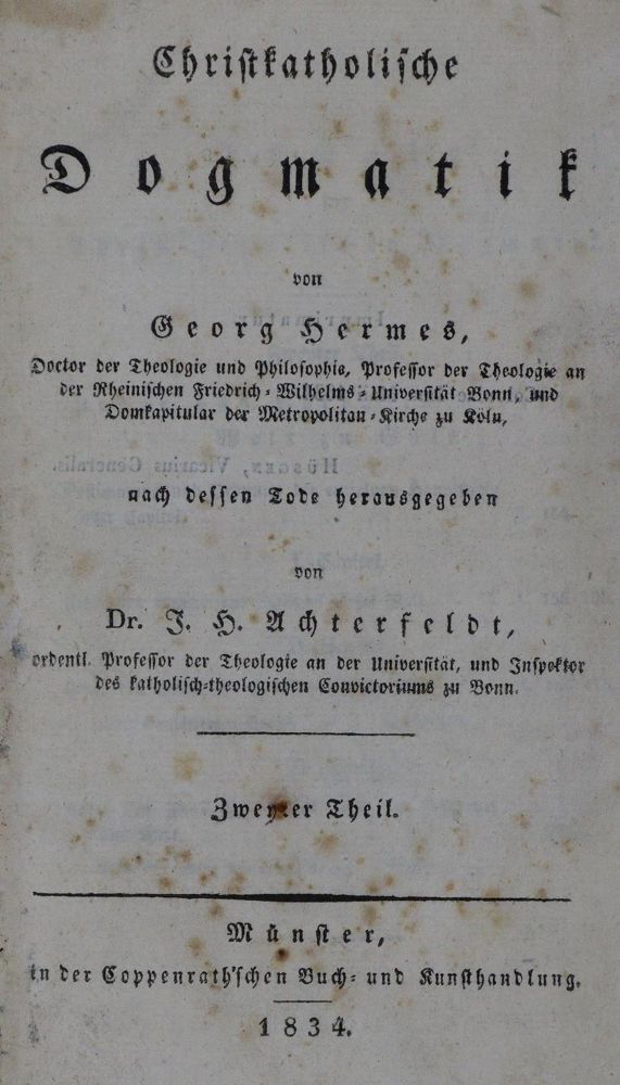 Große Abbildung Nr.1: 134-179 Hermes,G.: (Alte Drucke, Handschriften und Theologie)