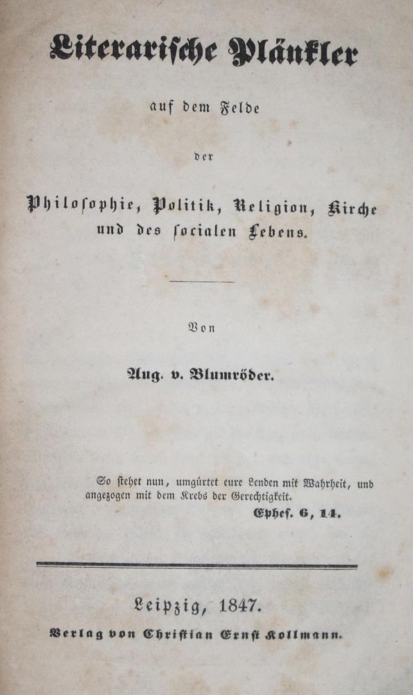 Große Abbildung Nr.1: 134-1796 Blumröder,A.v.: (Deutschland, Revolution 1848/49 - Vormärz - Politik)
