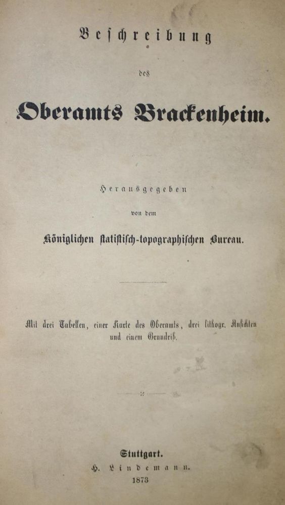 Große Abbildung Nr.1: 134-1841 Oberamtsbeschreibungen.: (Deutschland, Württemberg)