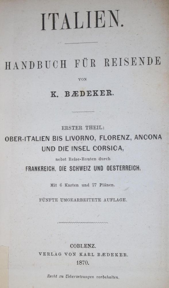 Große Abbildung Nr.2: 134-1965 Italien.: (Verschiedene Länder - Geschichte, Baedeker)