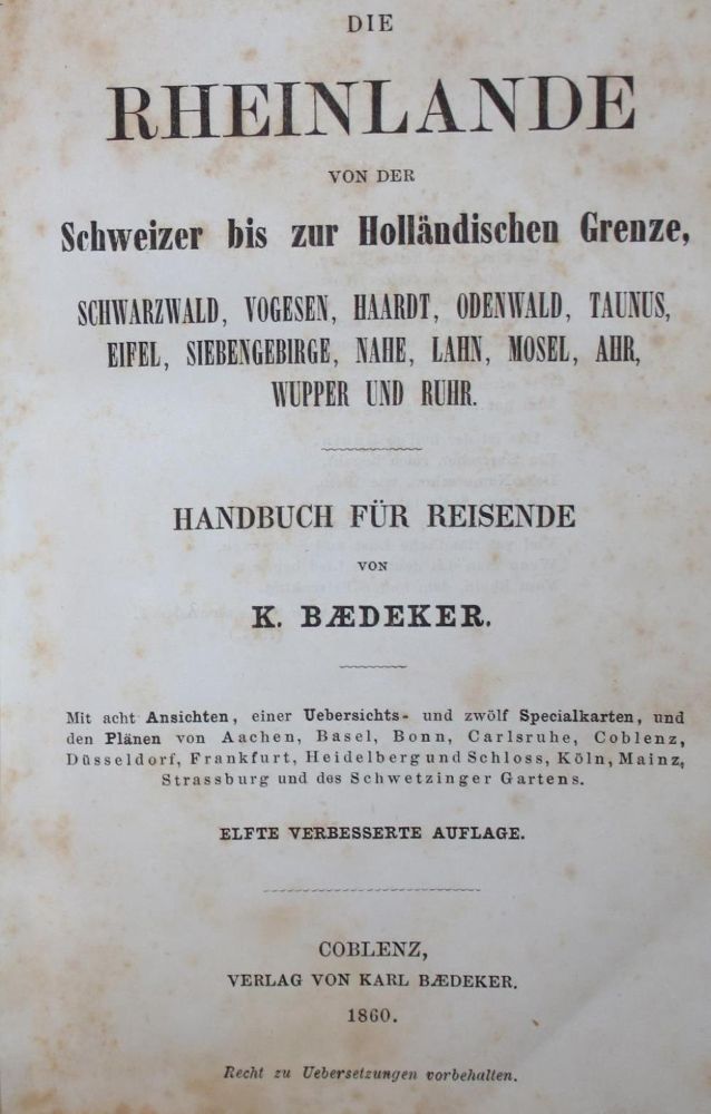Große Abbildung Nr.1: 134-1969 Rheinlande, Die,: (Verschiedene Länder - Geschichte, Baedeker)