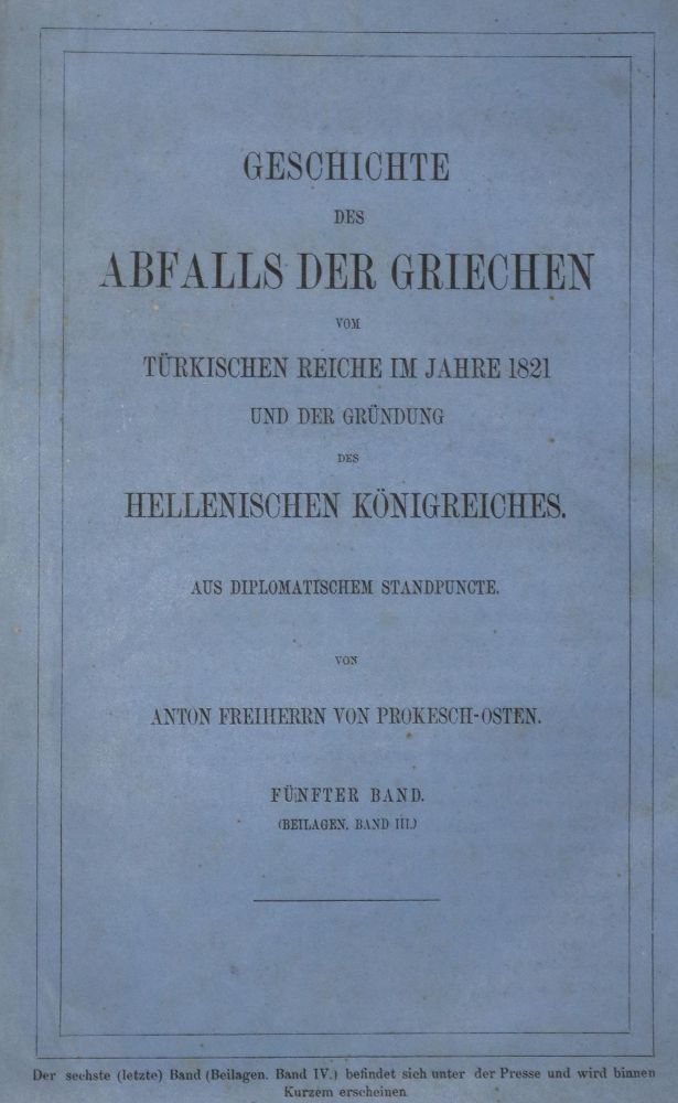 Große Abbildung Nr.1: 134-2006 Prokesch-Osten,A.V.: (Verschiedene Länder - Geschichte, Griechenland)