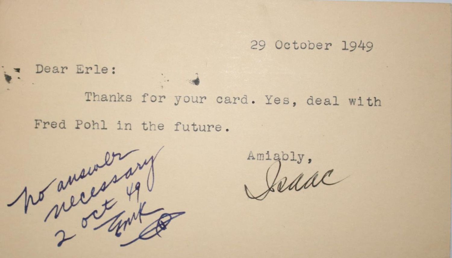 Große Abbildung Nr.2: 134-2083 Asimov, Isaac,: (Autographen)