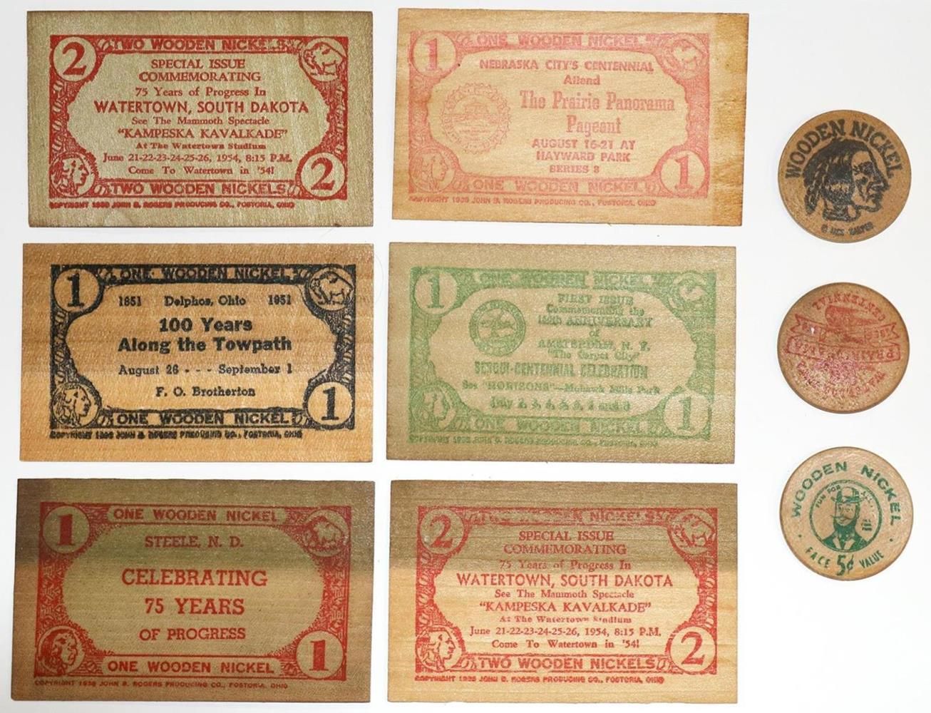Große Abbildung Nr.1: 134-2176 Sammlung Wooden Nickel,: (Varia, Numismatik u. Siegelkunde, Medaillen, Amerika)