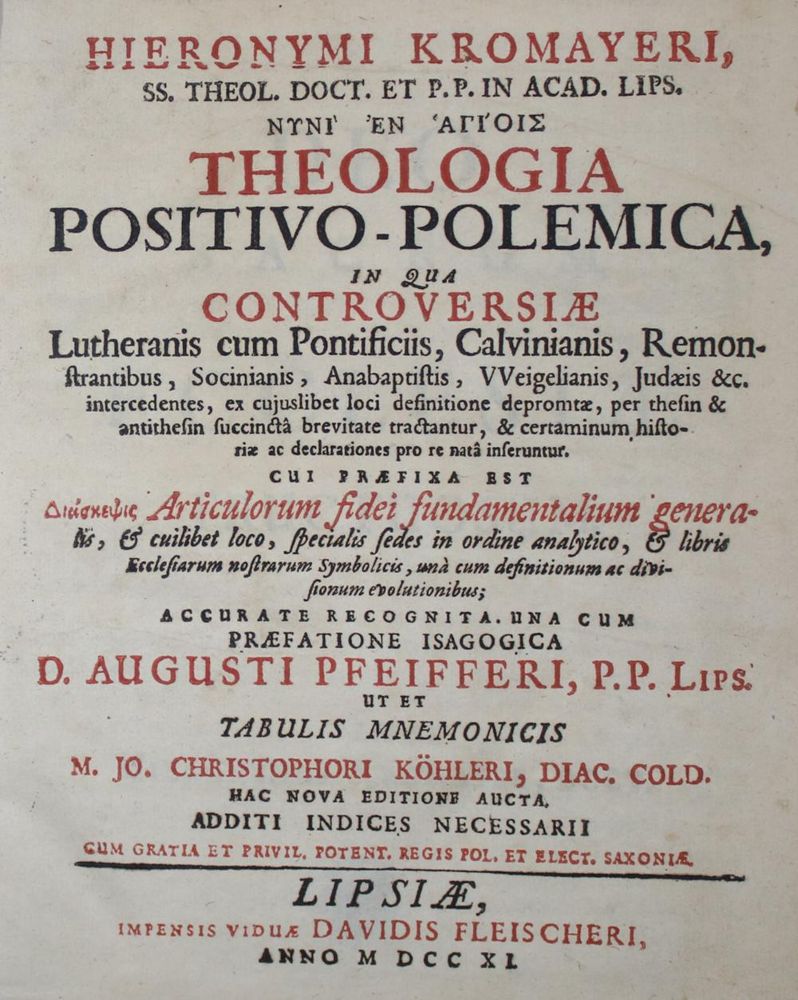 Große Abbildung Nr.1: 134-218 Kromayer,H.: (Alte Drucke, Handschriften und Theologie)