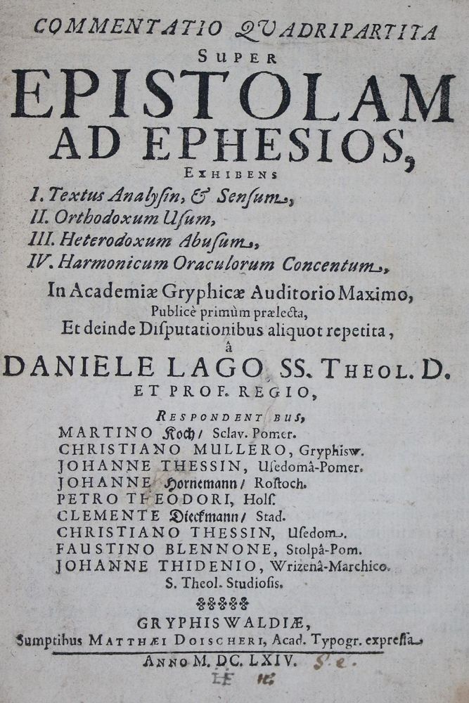Große Abbildung Nr.1: 134-221 Lagus,D.: (Alte Drucke, Handschriften und Theologie)