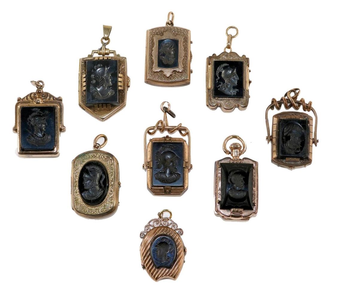 Große Abbildung Nr.1: 134-2417 10 Hämatitgemmen: (Schmuck, Gemmen, Hämatit)