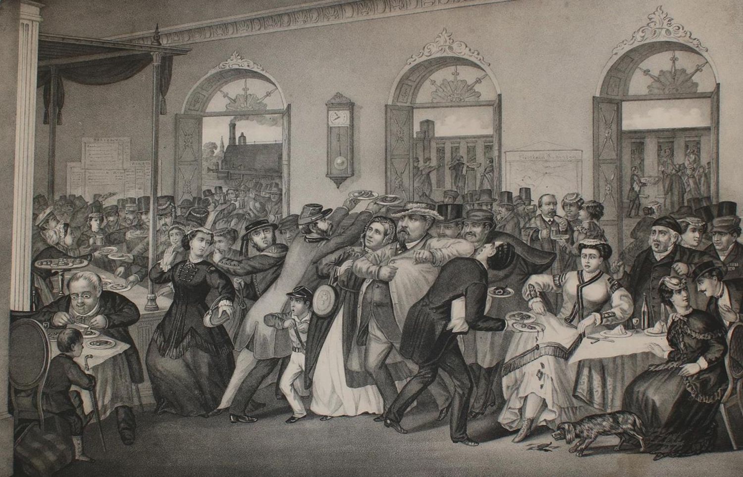 Große Abbildung Nr.1: 134-2743 Bahnhofsspeisesaal.: (Varia, Karikatur)