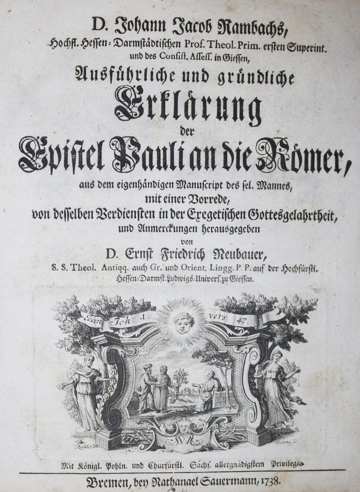 Große Abbildung Nr.1: 134-308 Rambach,J.J.: (Alte Drucke, Handschriften und Theologie)