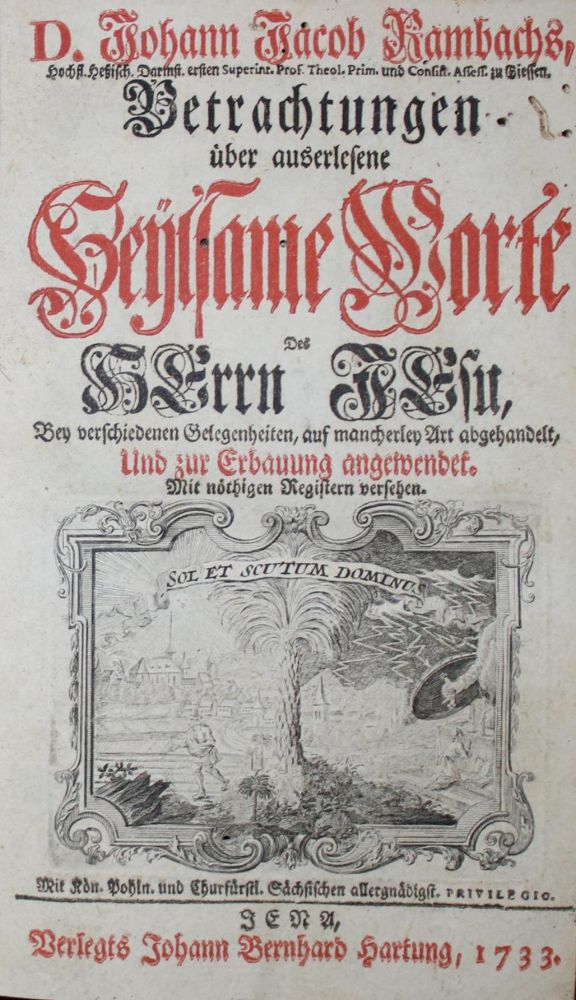 Große Abbildung Nr.1: 134-309 Rambach,J.J.: (Alte Drucke, Handschriften und Theologie)