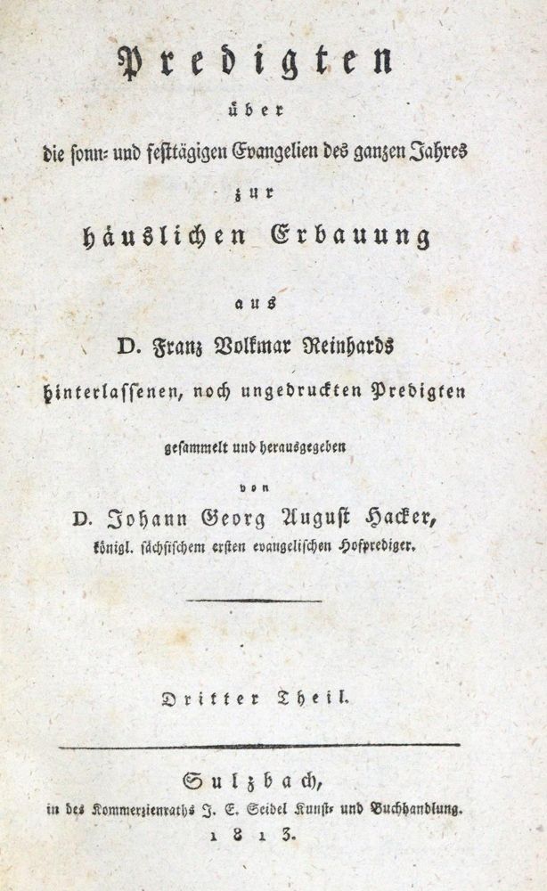 Große Abbildung Nr.2: 134-317 Reinhard,F.V.: (Alte Drucke, Handschriften und Theologie)