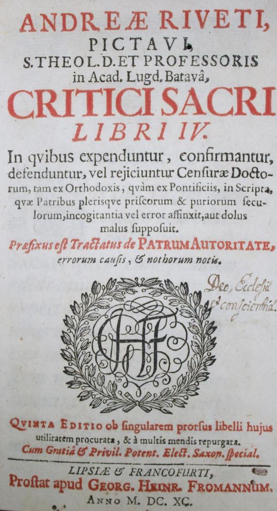 Große Abbildung Nr.1: 134-323 Rivet,A.: (Alte Drucke, Handschriften und Theologie)
