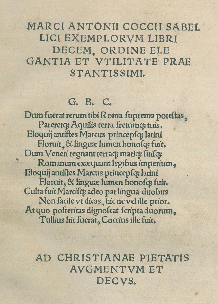 Große Abbildung Nr.1: 134-329 Sabellicus, Marcus Antonius Coccius.: (Alte Drucke, Handschriften und Theologie)