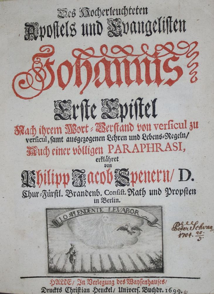 Große Abbildung Nr.1: 134-357 Spener,P.J.: (Alte Drucke, Handschriften und Theologie)