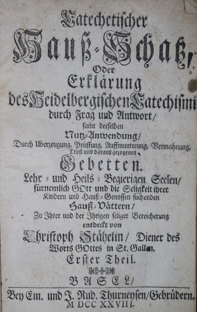 Große Abbildung Nr.1: 134-360 Stähelin,C.: (Alte Drucke, Handschriften und Theologie)