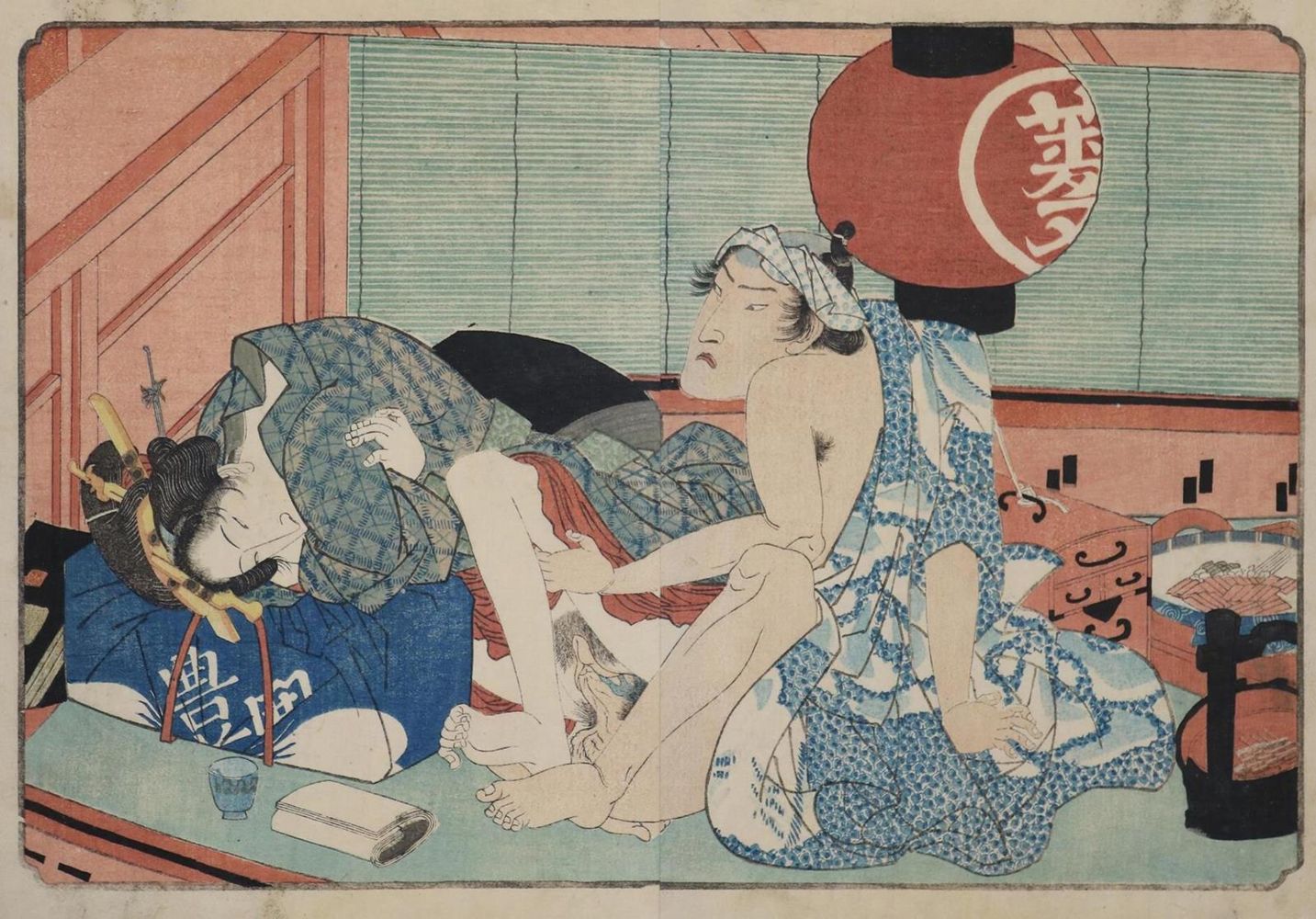 Große Abbildung Nr.1: 134-3738 Shigenobu, Yanagawa: (Künstlergraphik, Japan, Shunga)