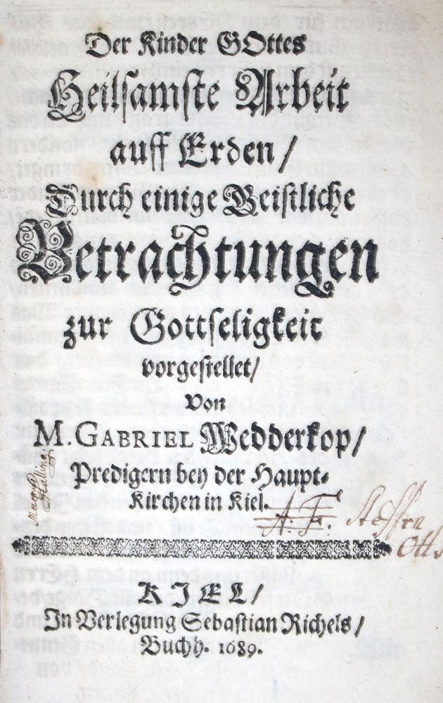 Große Abbildung Nr.1: 134-389 Wedderkop,G.: (Alte Drucke, Handschriften und Theologie)