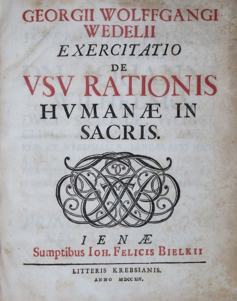 Große Abbildung Nr.1: 134-390 Wedel,G.W.: (Alte Drucke, Handschriften und Theologie)
