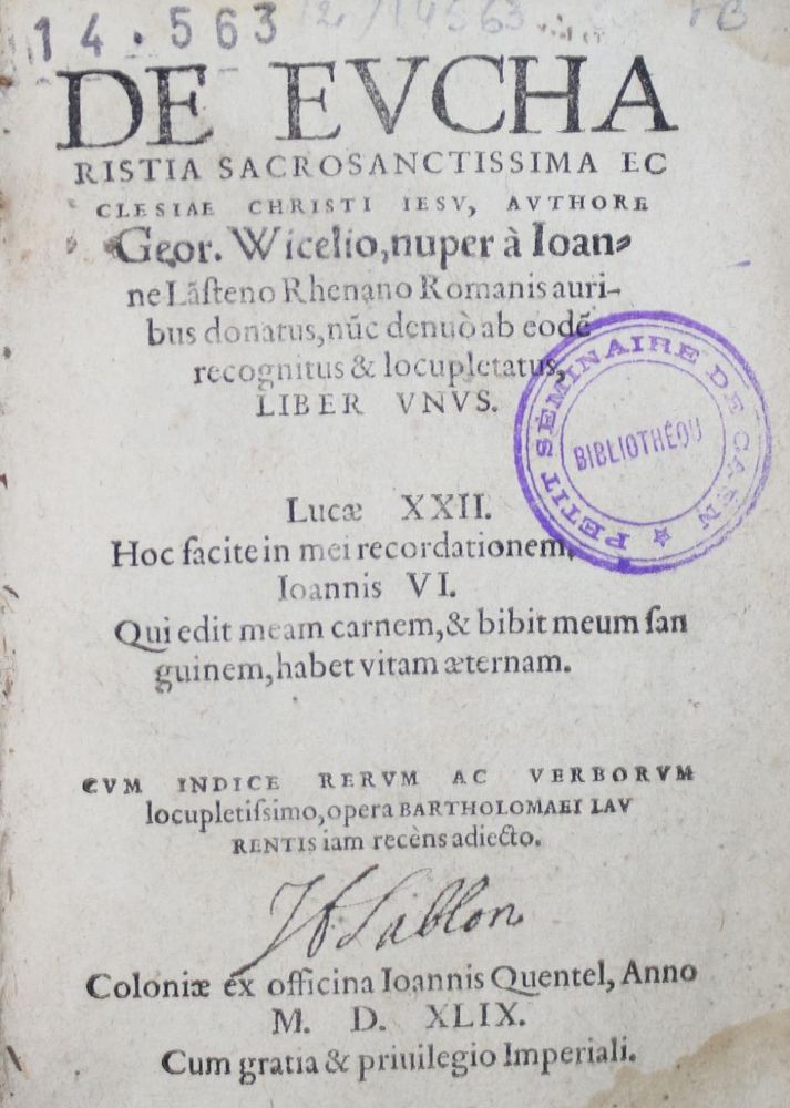 Große Abbildung Nr.1: 134-398 Witzel,G.: (Alte Drucke, Handschriften und Theologie)